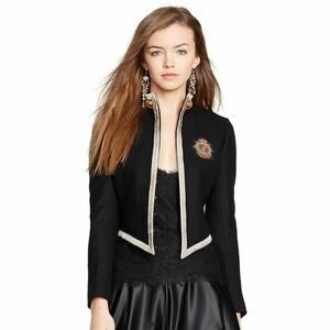 Polo Ralph Lauren Logo patch military cropped wool jacket blazer 6